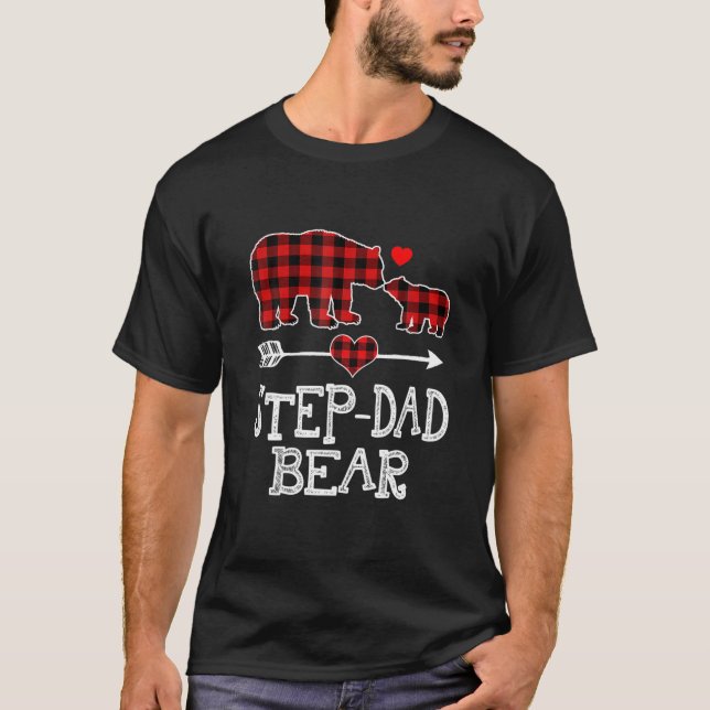 Camiseta Step-Dad Navidades de oso Pajama Red Plaid Buffalo (Anverso)