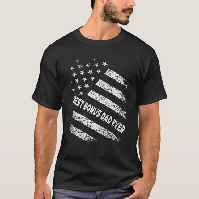 Camiseta Step Dad T Por Mejor Bono Papá Nunca Bandera Estad (Anverso)