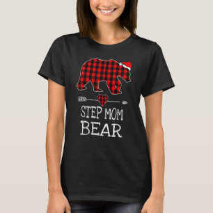 Camiseta Step Mom Bear Buffalo Plaid Santa Arrow Navidades
