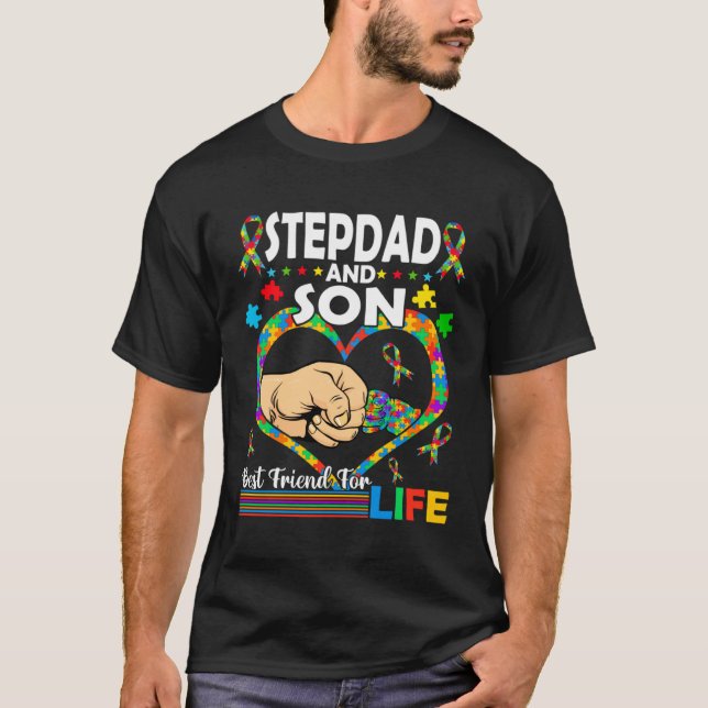 Camiseta Stepdad And Son Family Matching Autism Awareness F (Anverso)