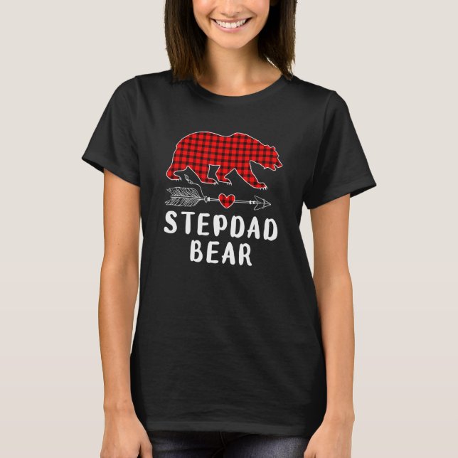 Camiseta Stepdad Bear Búfalo Rojo Tapado Coincidencia Pajam (Anverso)