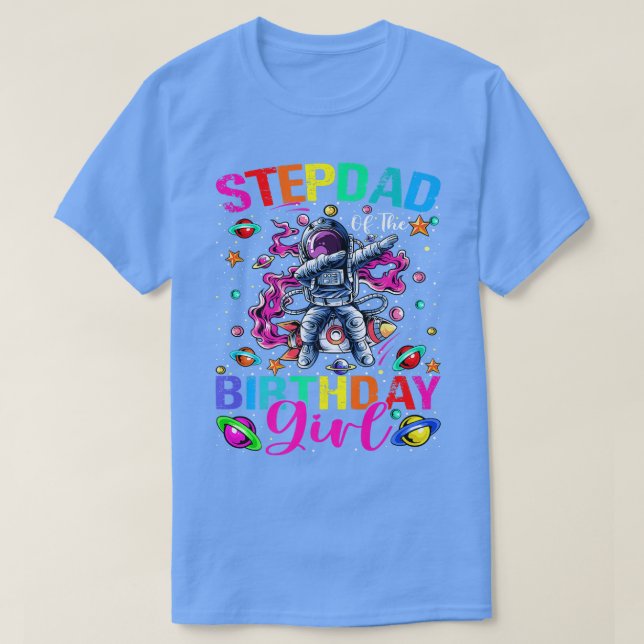 Camiseta Stepdad Del Chica De Cumpleaños Astronauta Boy Spa (Diseño del anverso)