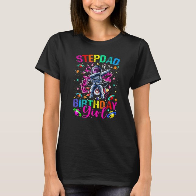 Camiseta Stepdad Del Chica De Cumpleaños Astronauta Boy Spa (Anverso)