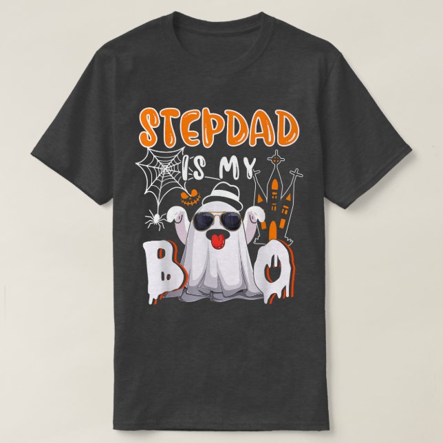 Camiseta Stepdad es mi Boo Halloween Boo Ghost Sunganteg F (Diseño del anverso)