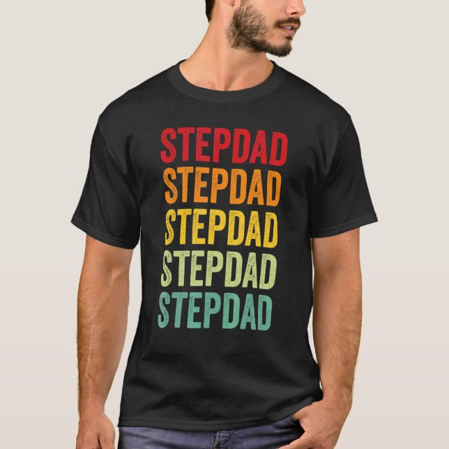Camiseta Stepdad Rainbow Text  Stepdad Colorful (Anverso)