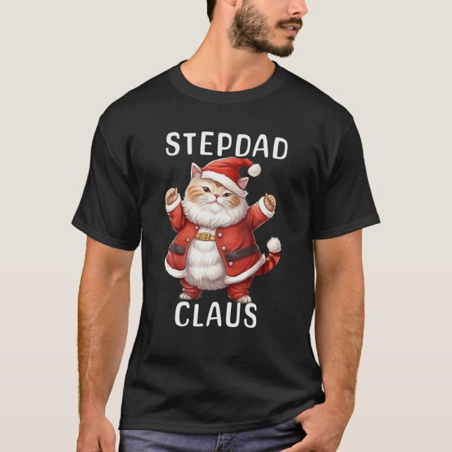 Camiseta STEPDAD Santa Claus Cute Dancing Cat Kitty Lover C (Anverso)