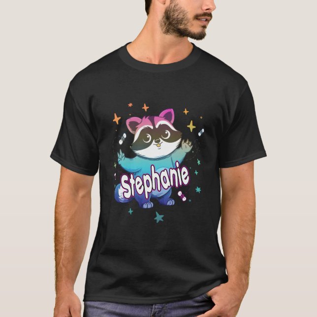 Camiseta Stephanie Adorable Nombre Con Un Mapache (Anverso)