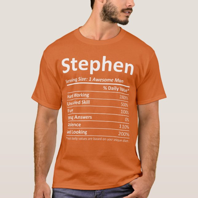 Camiseta STEPHEN Nutrition Funny Birthday Personalized Name (Anverso)