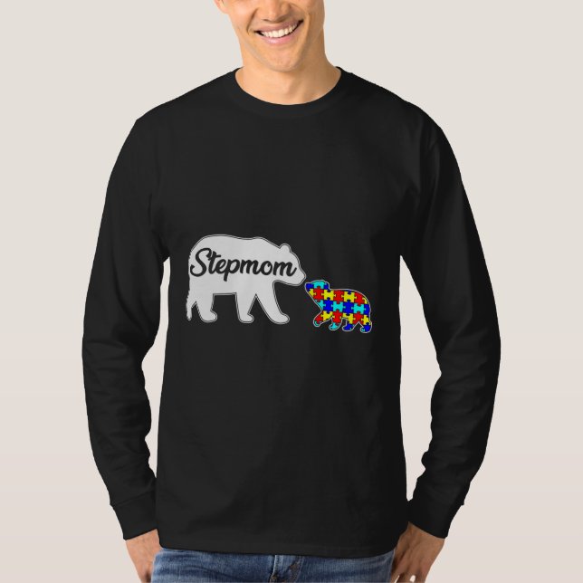 Camiseta Stepmom Bear Autism Awareness Love Support Family (Anverso)
