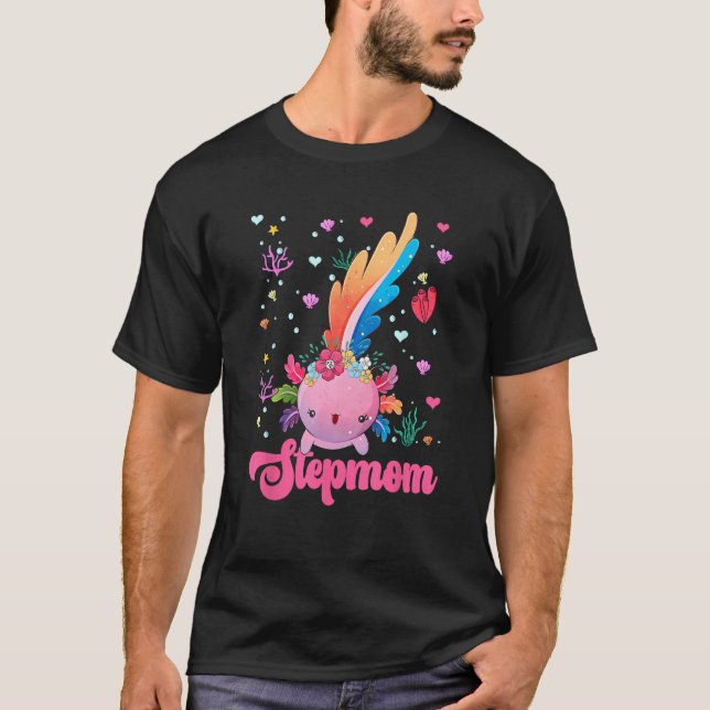 Camiseta Stepmom Cute Axolotl Con Flores Florales Costum (Anverso)