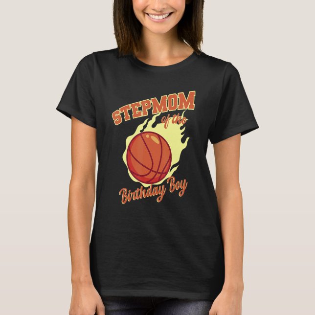 Camiseta Stepmom Del Cumpleaños De La Familia De Baloncesto (Anverso)