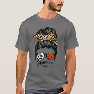 Camiseta Stepmom Life Messy Bun Hair Gracioso Hocke