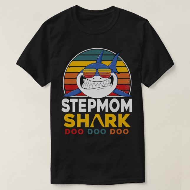 Camiseta Stepmom Shark Día de la Madre Navidades Cumpleaños (Diseño del anverso)