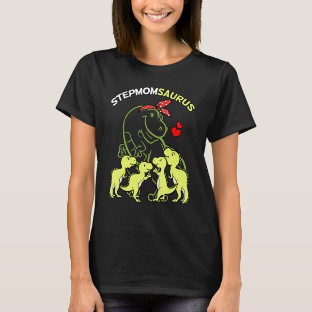 Camiseta Stepmomsaurus Stepmom 4 Kids Dinosaur Día de la Ma (Anverso)