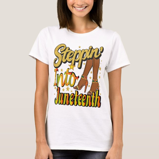 Camiseta Steppin En La Historia Negra De Junio Shoes Mujere (Anverso)