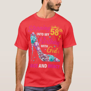 Camiseta Stepping into my 58th birthday with gods grace and