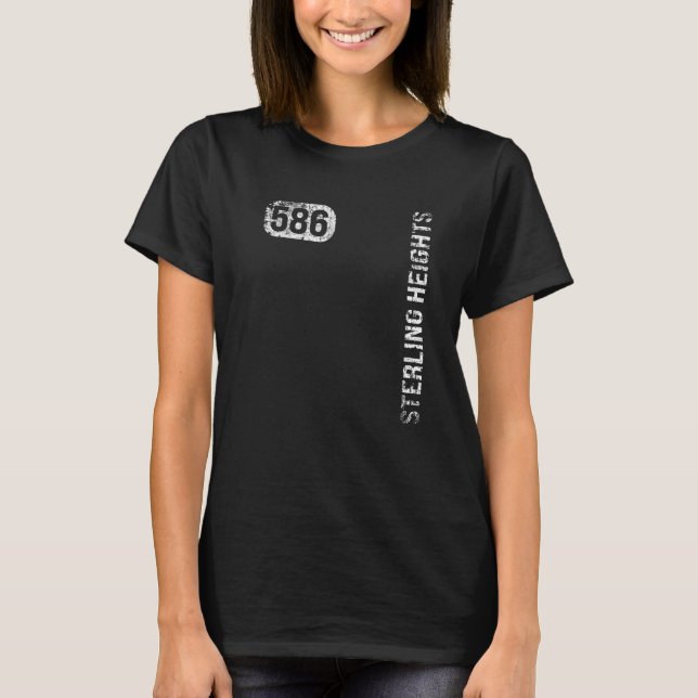 Camiseta Sterling Heights Michigan código de área 586 vinta (Anverso)