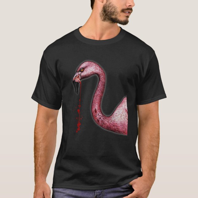 Camiseta Sterrorífico derrame de sangre Flamingo con Fangs  (Anverso)