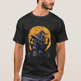 Camiseta Sterrorífico gato negro vintage con Gorra de bruja