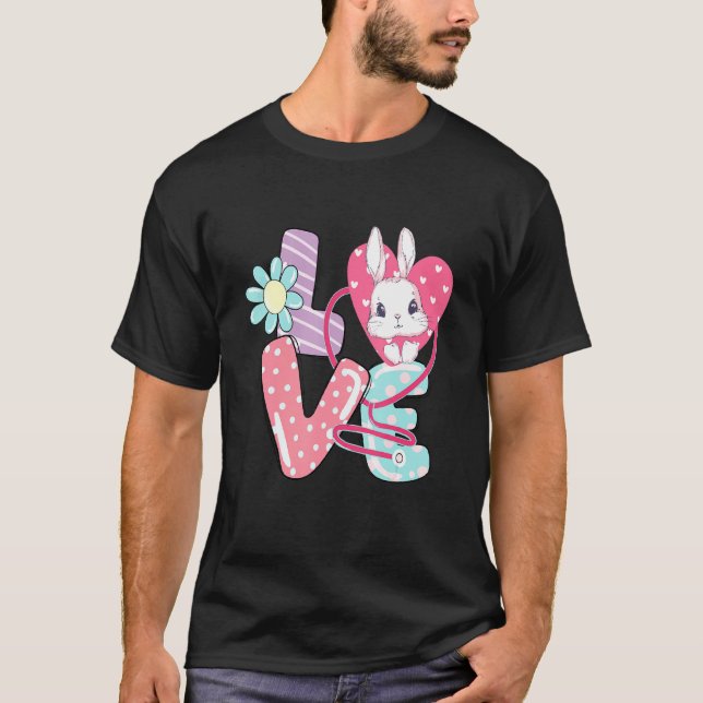 Camiseta Stethoscope Amor Enfermera de Pascua Enfermera de  (Anverso)