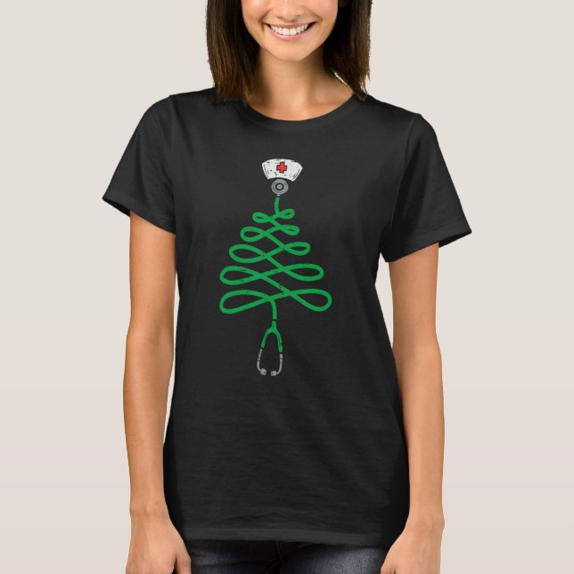 Camiseta Stethoscope Christmas Tree Nurse Christmas Pajamas (Anverso)