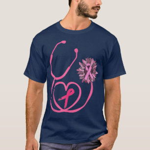 Camiseta Stethoscope Cinta rosa Concienciación sobre el cán