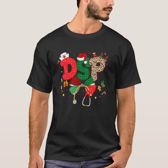 Camiseta Stethoscope Coquette Bow Navidad DSP Enfermería Xm (Anverso)