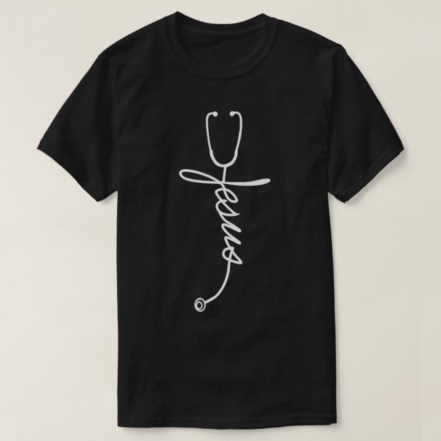 Camiseta Stethoscope Cruz Jesús Enfermería de enfermera (Diseño del anverso)