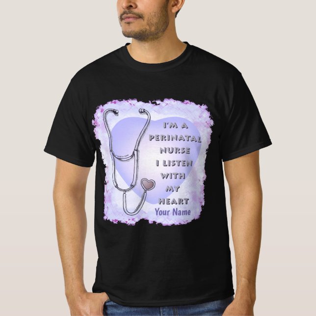 Camiseta Stethoscope Enfermera cardiaca perinatal (Anverso)