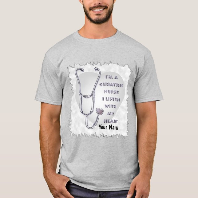 Camiseta Stethoscope Enfermera Geriátrica Cardíaca (Anverso)
