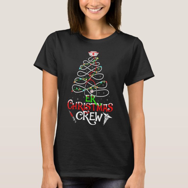 Camiseta Stethoscope Enfermera Navidades Er Crew Tree Light (Anverso)