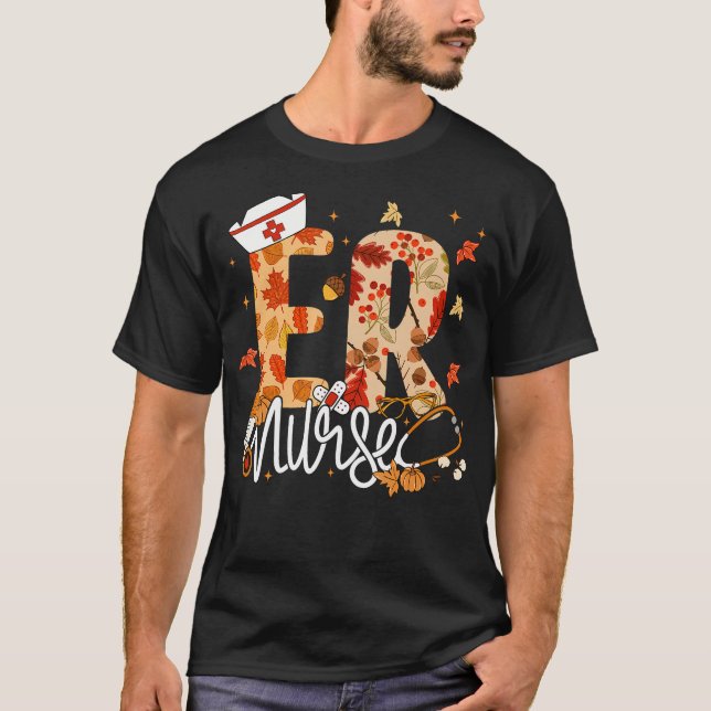 Camiseta Stethoscope Er Enfermera Fall Yall Autumaves Graci (Anverso)