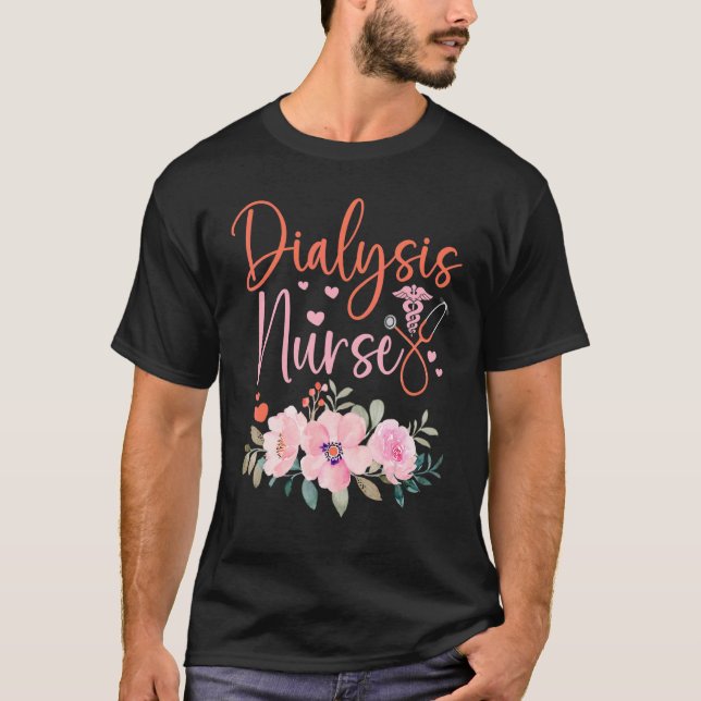 Camiseta Stethoscope Floral Dialysis Nurse Appreciation (Anverso)