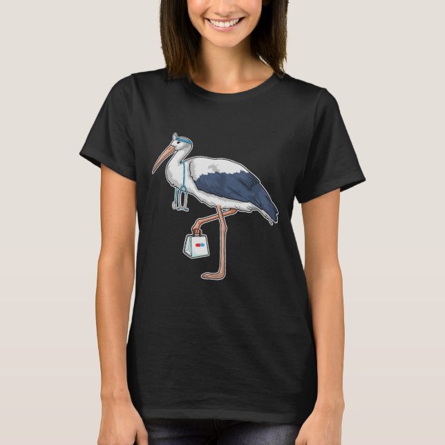 Camiseta Stethoscope, Médica de cigüeñas (Anverso)