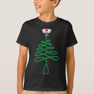 Camiseta Stethoscope Navidades de enfermería de árbol de Na