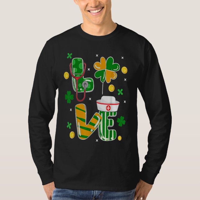 Camiseta Stethoscope Nurse St Patrick's Day Lucky Nurse Sha (Anverso)