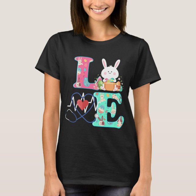 Camiseta Stethoscope Scrub Enfermera vitalicia B unny Día d (Anverso)