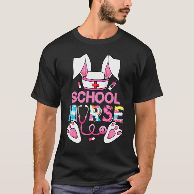 Camiseta Stethoscope Scrub Escuela Enfermera Vida Conejito  (Anverso)