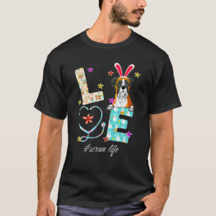Camiseta Stethoscope Scrub Life Enfermera Boxer Dog Easter 