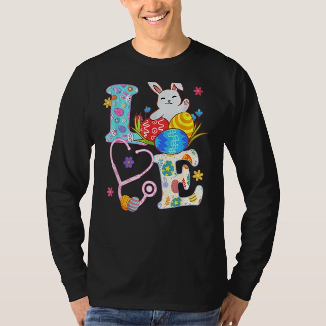 Camiseta Stethoscope Scrub Life Enfermera Bunny Easter Day  (Anverso)