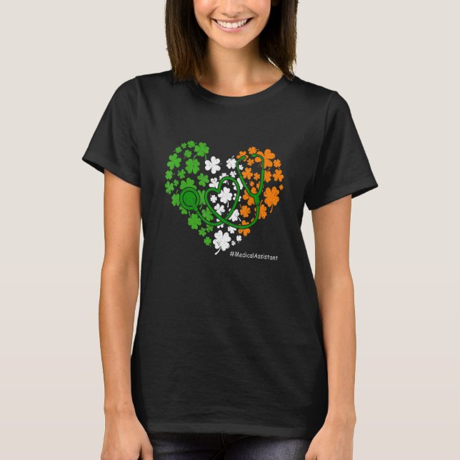 Camiseta Stethoscope Shamrock Medical Assistant St Patrick (Anverso)