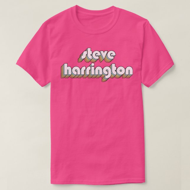 Camiseta Steve Harrington Retro Typografía Arcoiris Falsa S (Diseño del anverso)