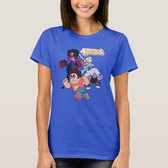 Camiseta Steven Universe | Acción del Grupo Crystal Gem (Anverso)