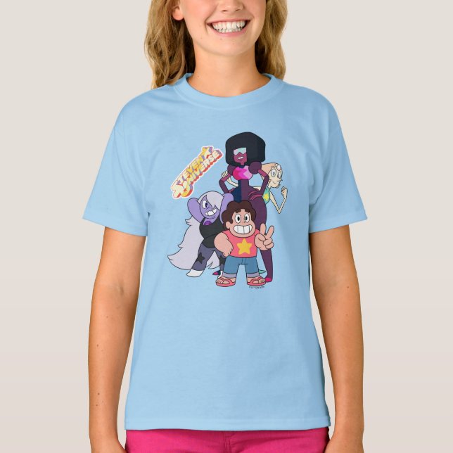 Camiseta Steven Universe | Pose del grupo de gemas de crist (Anverso)