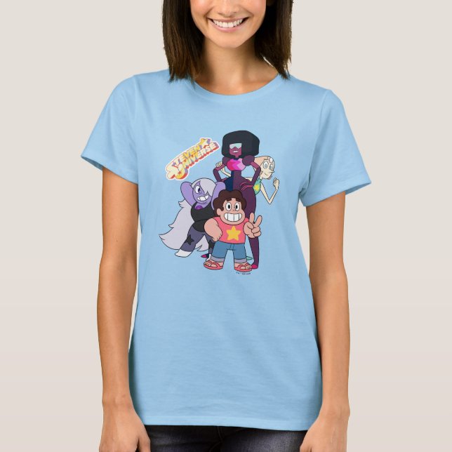 Camiseta Steven Universe | Pose del grupo de gemas de crist (Anverso)
