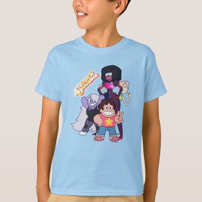 Camiseta Steven Universe | Pose del grupo de gemas de crist (Anverso)
