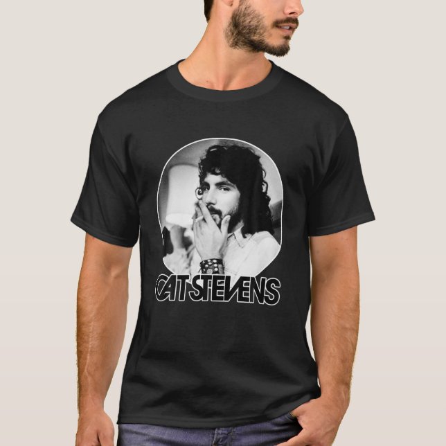 Camiseta Stevens Blanco Y Negro Diseñan Artes Gatos Música  (Anverso)