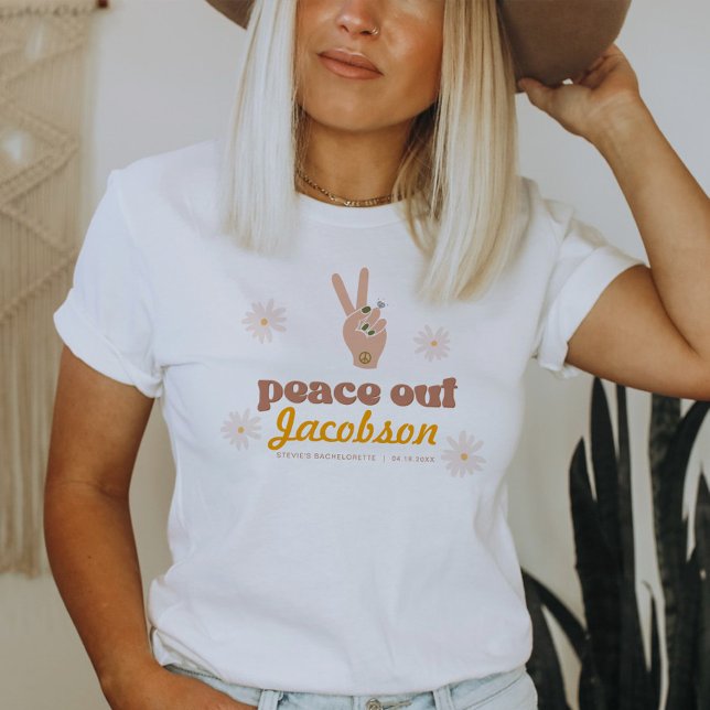 Camiseta STEVIE Retro Peace Out Bride Bachelorette Party (Subido por el creador)