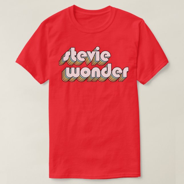 Camiseta Stevie Wonder La Tipografía Retro Arcoiris Estilo  (Diseño del anverso)