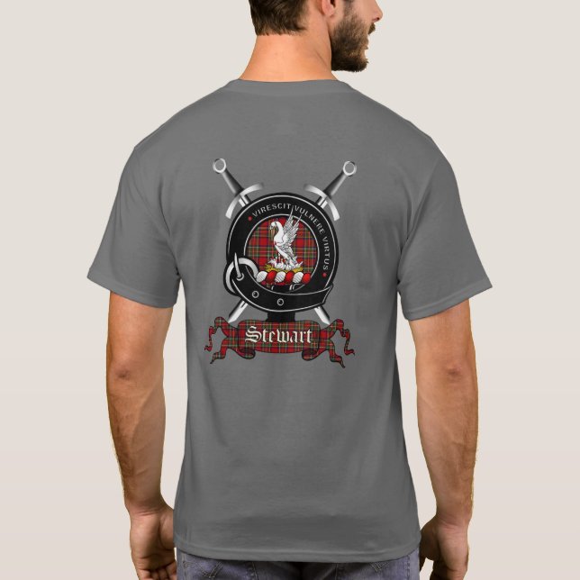 Camiseta Stewart Clan Badge Adulto T-Shirt (Reverso)